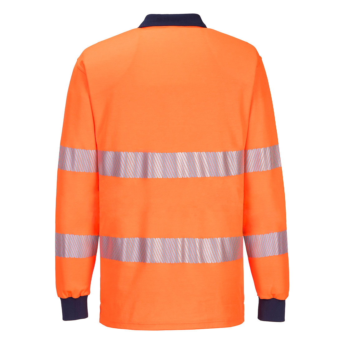 PW3 Hi-Vis Polo Shirt L/S Orange/Navy back