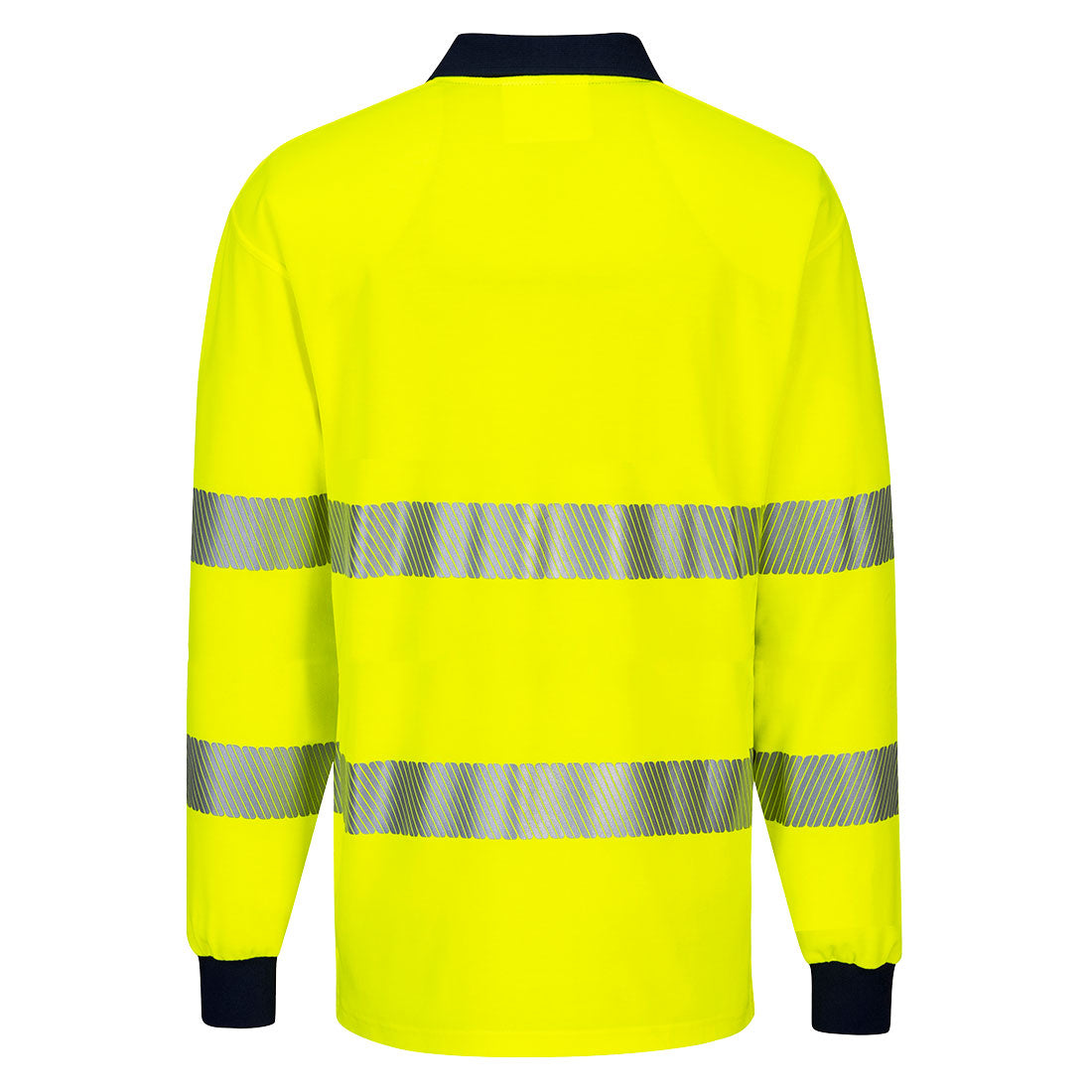 PW3 Hi-Vis Polo Shirt L/S Yellow/Navy back