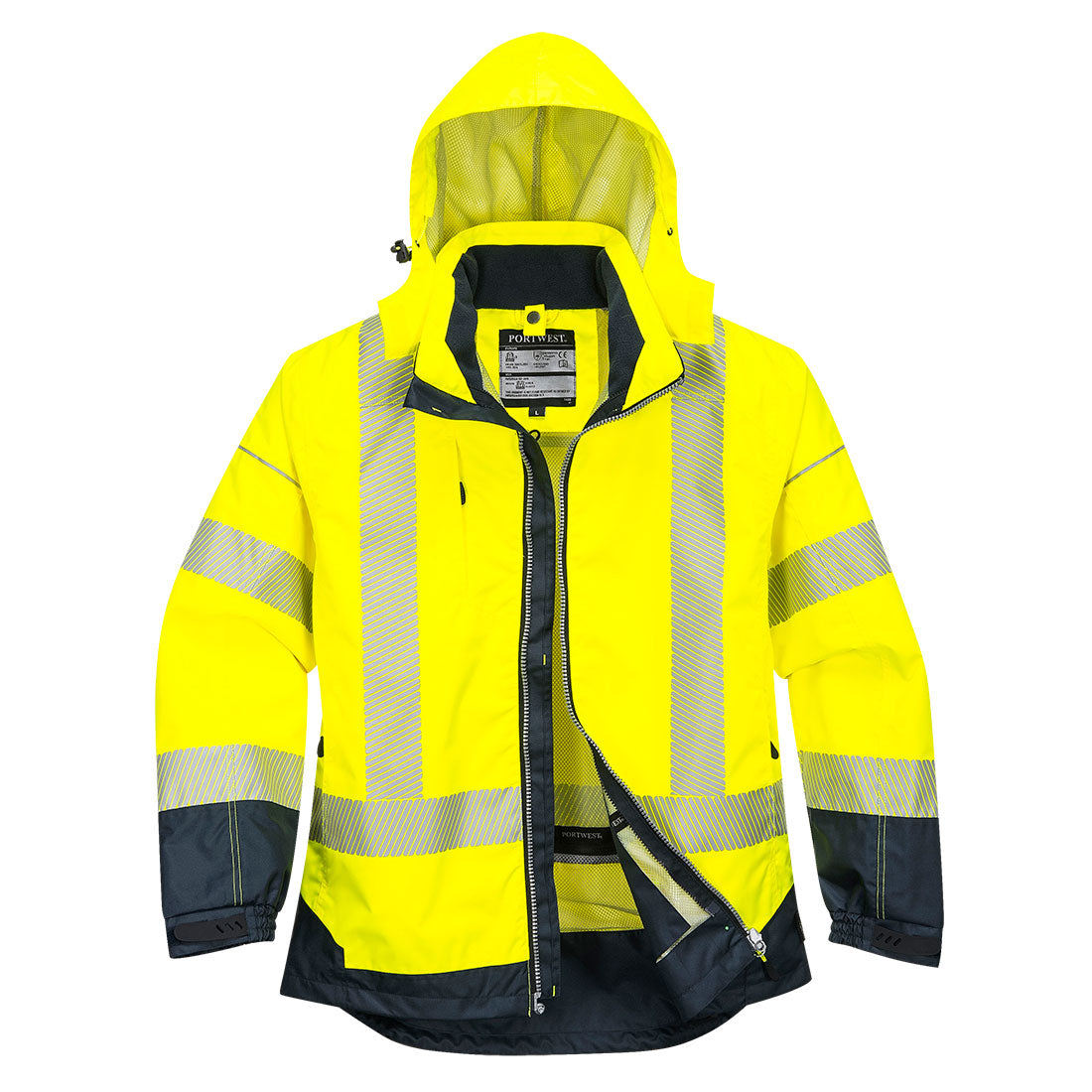 PW3 Hi-Vis Breathable Rain Jacket Yellow/Navy