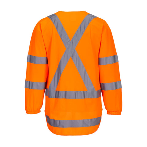 TTMC-W23 Hi-Vis X Back Zipped Vest L/S Orange rear