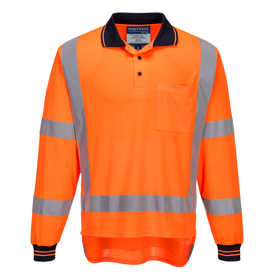 TTMC-W23 Hi-Vis X Back Polo Shirt L/S Orange