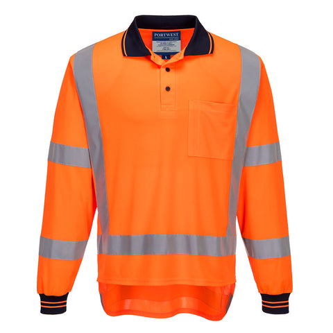 TTMC-W23 Hi-Vis X Back Polo Shirt L/S Orange