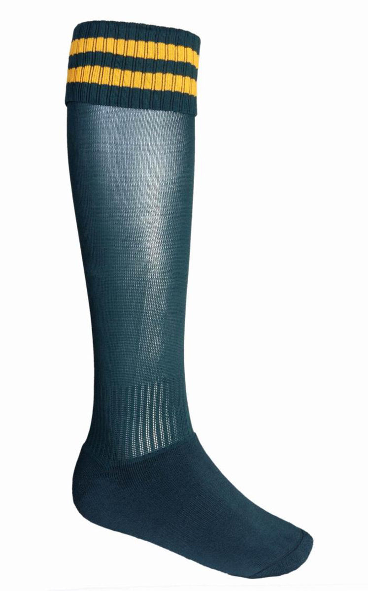 Sports Socks in Bottle Green/Gold