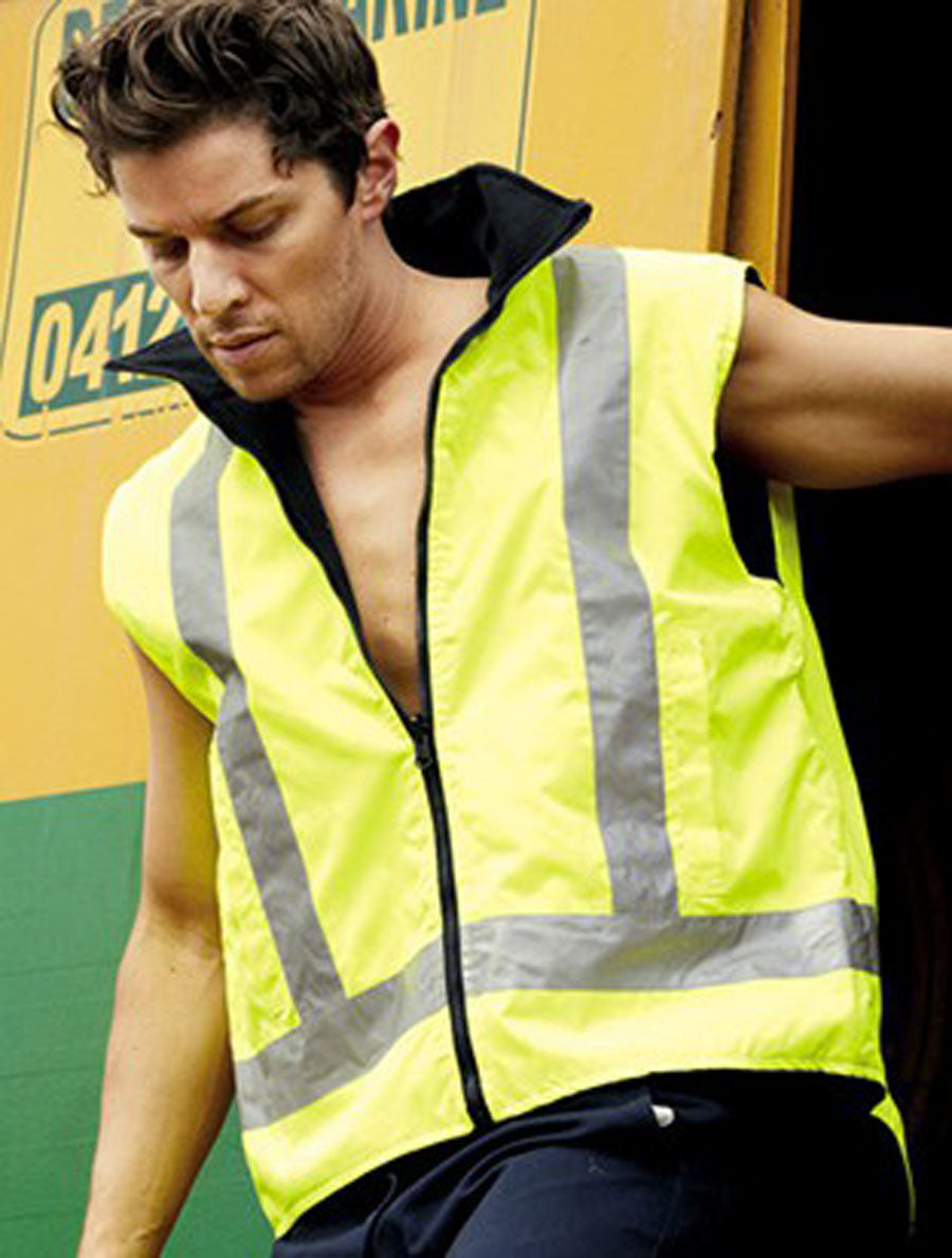 Unisex Adults Hi-Vis Reversible Vest With Reflective tape, Bocini