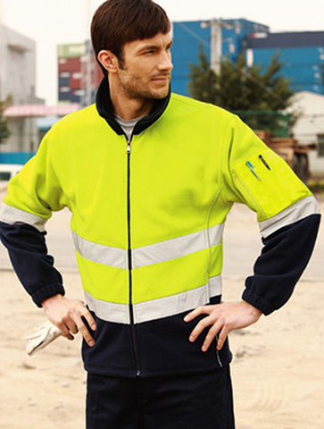 Unisex Adults Hi-Vis Full Zip Polar Fleece With reflective tape, Bocini