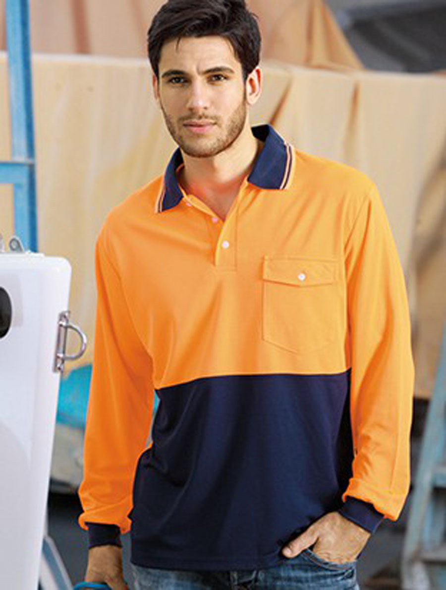 Unisex Adults Hi-Vis Safety Polo - Long Sleeve, Bocini