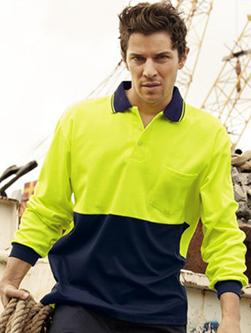 Unisex Adults Hi-Vis Polyface / Cotton Back Polo - L/S, Bocini
