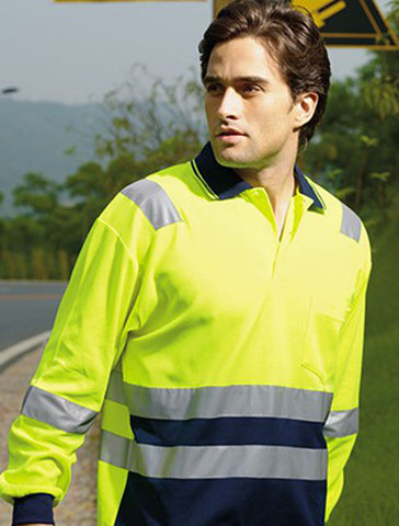 Unisex Adults Hi-Vis Polyface / Cotton Back Polo With Reflective Tape, Bocini