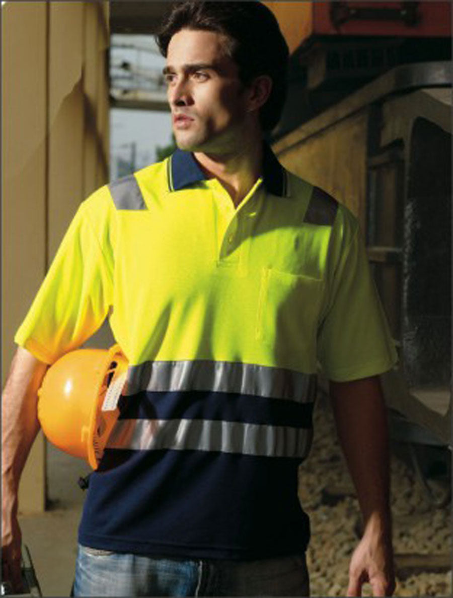 Unisex Adults Hi-Vis Polyface / Cotton Back Polo With Reflective Tape, Bocini