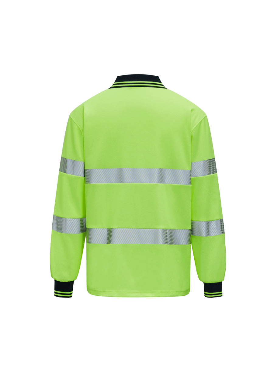 Hi-Vis Center Panel Long Sleeve Polo detail