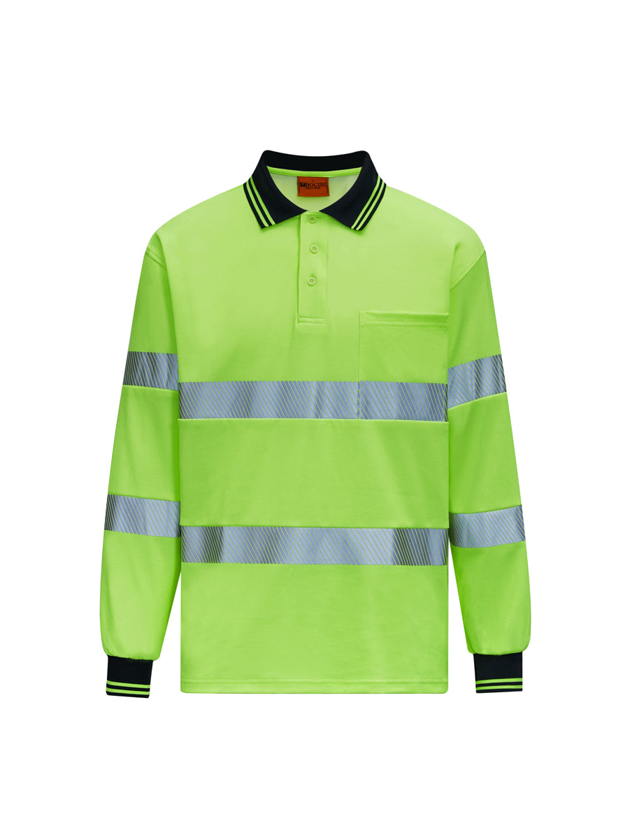 Hi-Vis Center Panel Long Sleeve Polo detail
