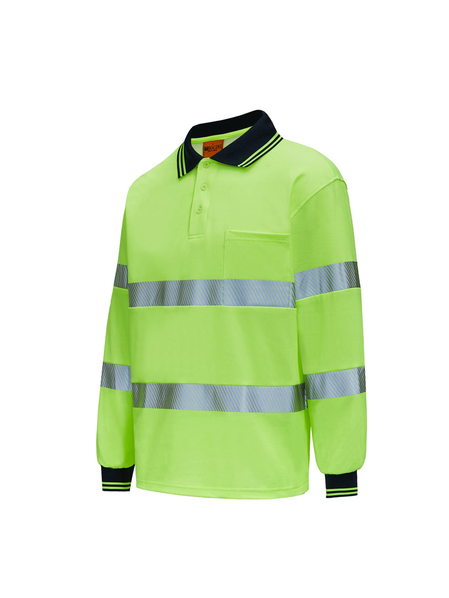 Hi-Vis Center Panel Long Sleeve Polo detail