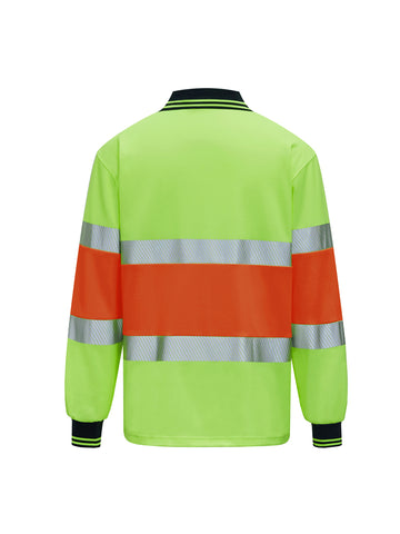 Hi-Vis Center Panel Long Sleeve Polo detail