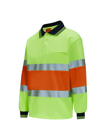 Hi-Vis Center Panel Long Sleeve Polo detail