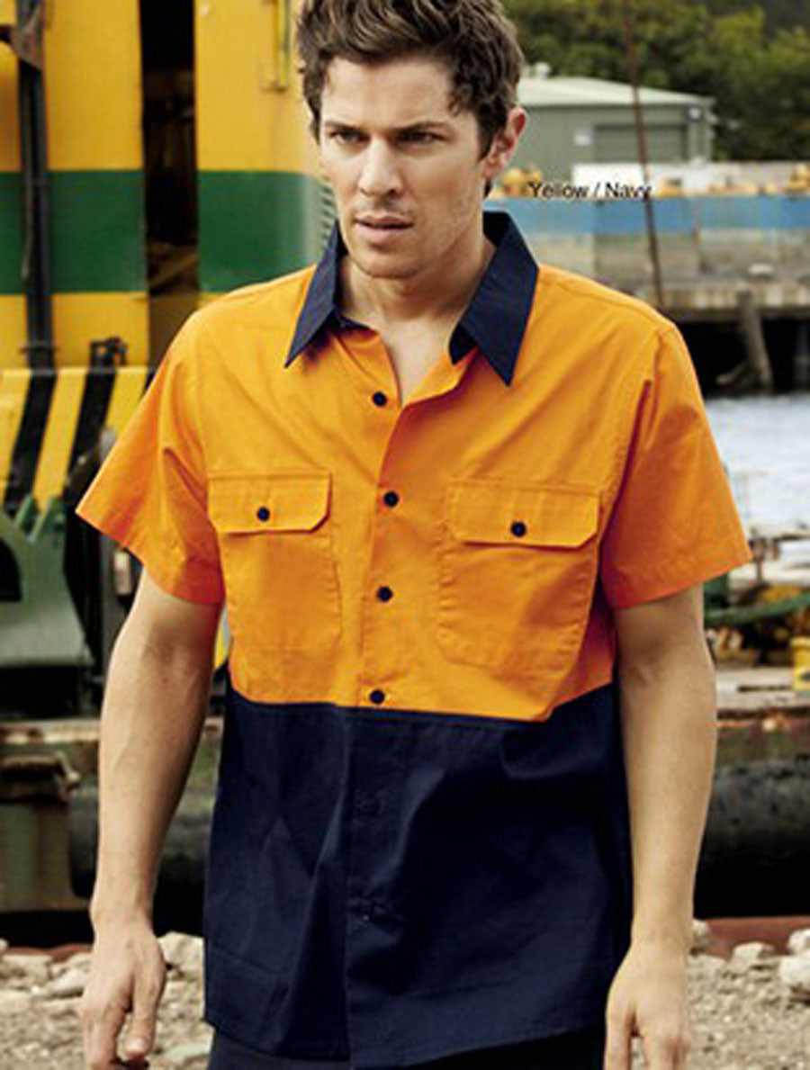 Unisex Adults Hi-Vis Cotton Twill Shirt S/S, Bocini