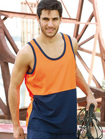 Unisex Adults Hi-Vis Polyface / Cotton Back Singlet, Bocini
