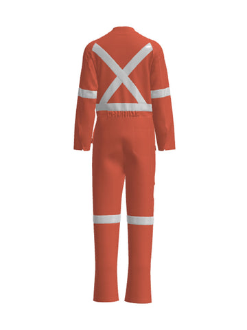 Unisex Adults Hi-Vis Cotton Drill Overall With X Pattern Reflective Tape detail