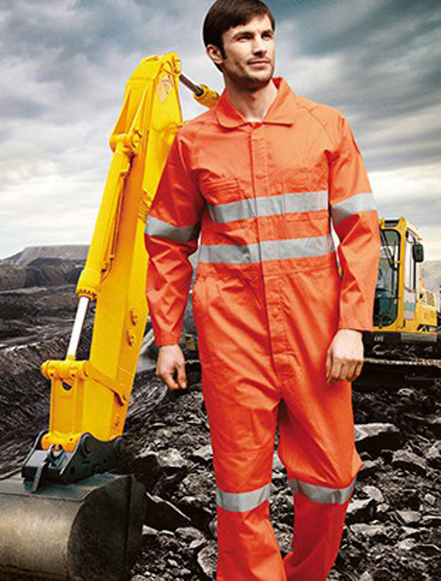 Unisex Adults Hi-Vis Cotton Drill Overall With X Pattern Reflective Tape, Bocini