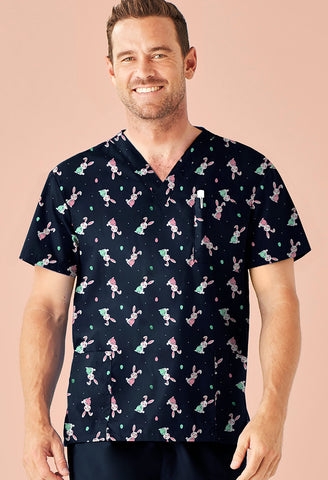 Mens Easter V-Neck Short Sleeve Scrub Top-CST152MS-biz-care-0