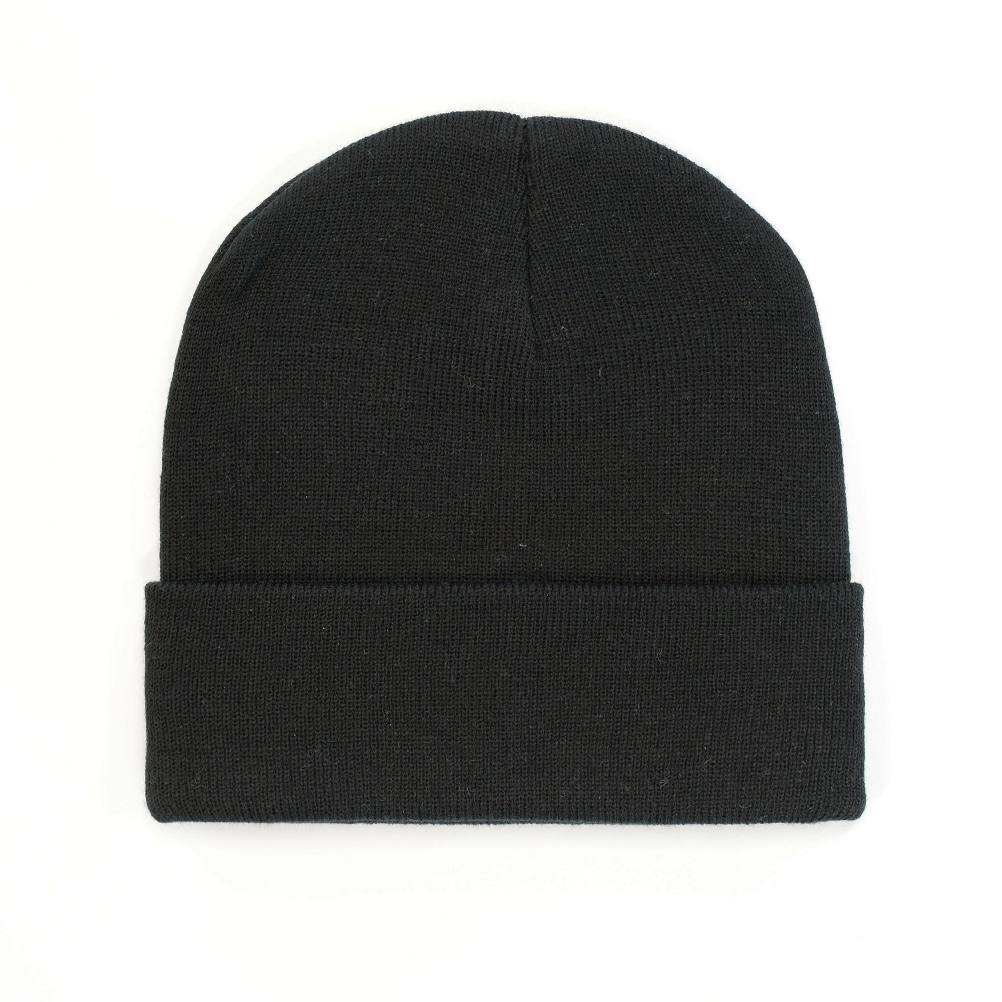 B001 Headwear24 Cuffed Recycled Polyester Knitted Beanie - Black
