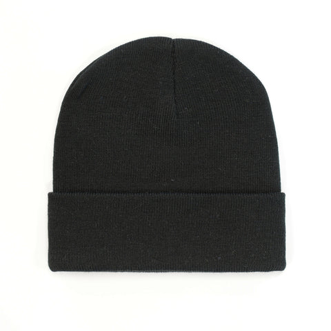 B001 Headwear24 Cuffed Recycled Polyester Knitted Beanie - Black