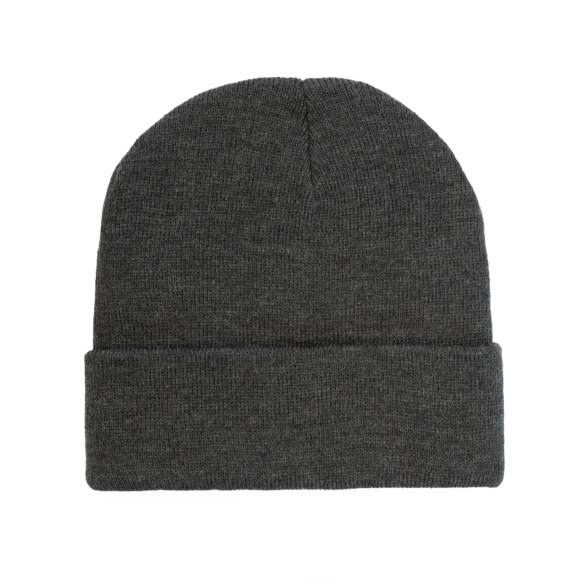 B001 Headwear24 Cuffed Recycled Polyester Knitted Beanie - Charcoal Melange
