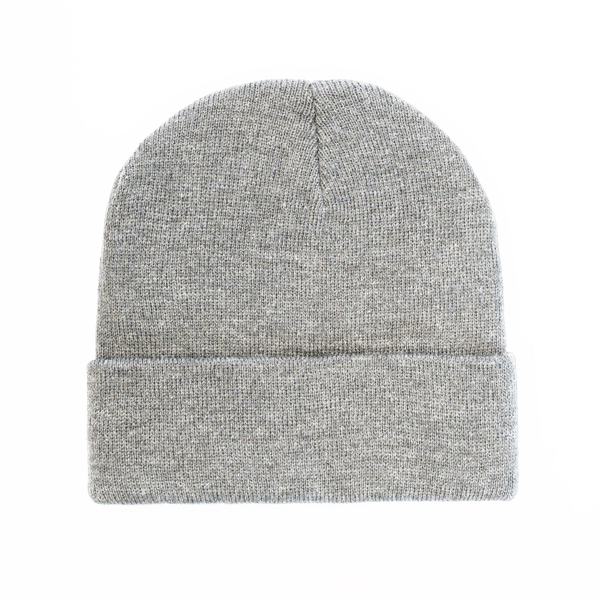B001 Headwear24 Cuffed Recycled Polyester Knitted Beanie - Grey Melange