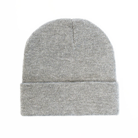 B001 Headwear24 Cuffed Recycled Polyester Knitted Beanie - Grey Melange
