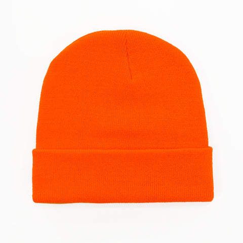 B001 Headwear24 Cuffed Recycled Polyester Knitted Beanie - Fluro Orange