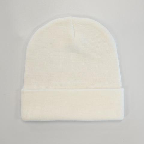B001 Headwear24 Cuffed Recycled Polyester Knitted Beanie - White