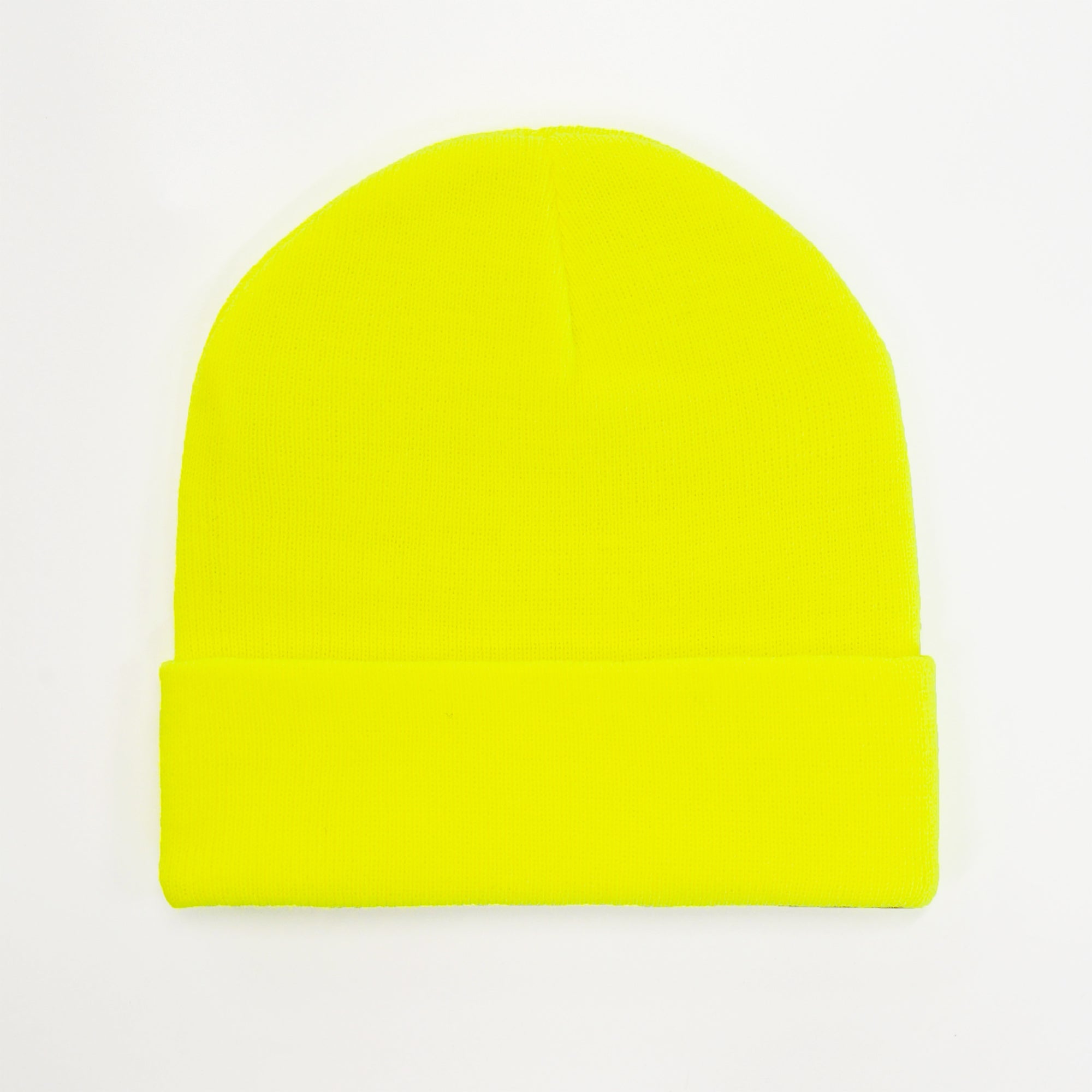 B001 Headwear24 Cuffed Recycled Polyester Knitted Beanie - Fluro Yellow