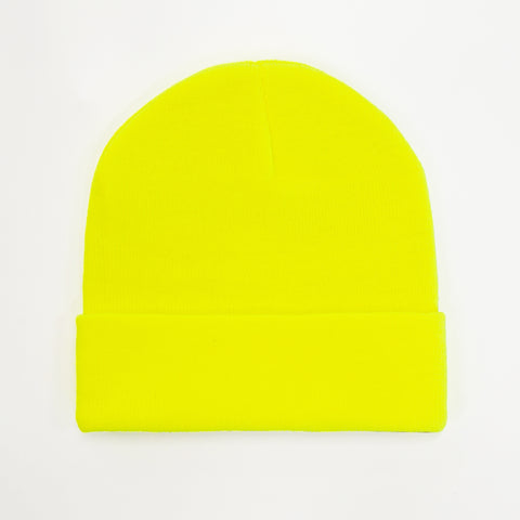B001 Headwear24 Cuffed Recycled Polyester Knitted Beanie - Fluro Yellow