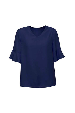 Womens Aria Fluted Sleeve Blouse-RB966LS-biz-corporates