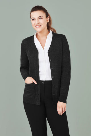 Womens Button Front Knit Cardigan-CK045LC-biz-care