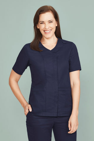 Womens Parks Zip Front Crossover Scrub Top-CST240LS-biz-care