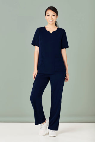 Womens Avery Round Neck Scrub Top-CST942LS-biz-care